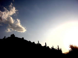 Sunset hill trees cloud sky - a cloud in the sky above free wallpaper