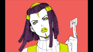 Woman purple hair sign yellow - adam manyoki free wallpaper