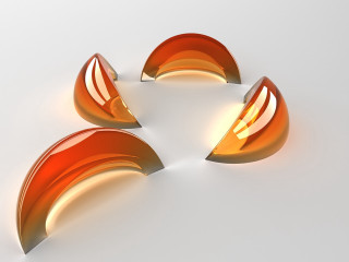 Three orange shapes light shining 2 - vector curve free wallpaper