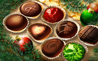 Chocolates table christmas tree wine 3 - clara peeters free wallpaper