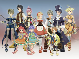 Anime characters group blue sky - a sky background free wallpaper for desktop