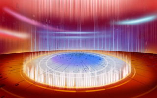 Stage red curtain lights blue - a blue circle in the middle free wallpaper