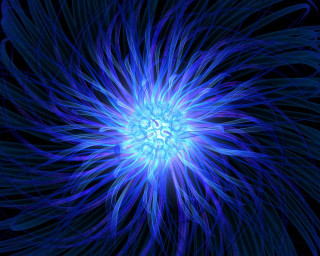 Blue flower black background bioluminescence 2 - a blue center free wallpaper