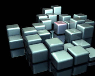 Cubes stacked black background red - the middle free wallpaper
