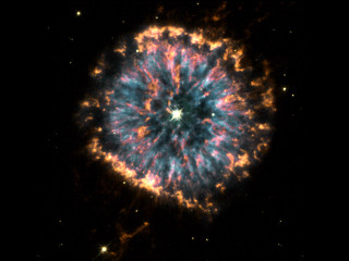 Large star black sky bright - blue center free wallpaper