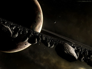 Planets in the sky with 2 - rock free wallpaper