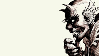 Demon eating banana knife toothbrush - a knife free wallpaper