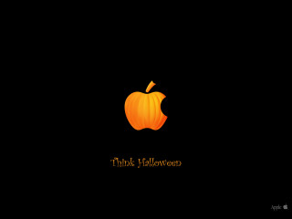 Black background apple logo yellow - conceptual art free wallpaper