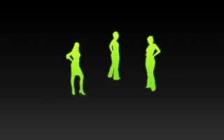 Three silhouettes people green black - neon free wallpaper