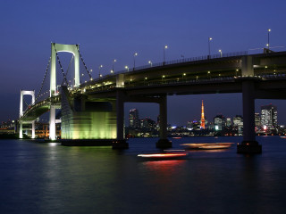Bridge water night lights city 6 - a bridge free wallpaper
