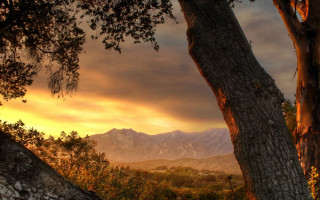 Mountain sunset forest campfire cityscape 2 - elbridge ayer burbank free wallpaper