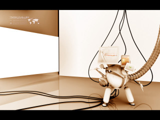 Robot monitor wires room cybernetics - a robot free wallpaper