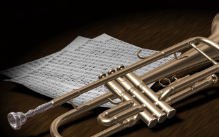 Brass trumpet sheet music table 4 - cinematic composition free wallpaper
