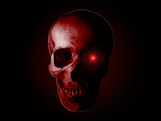 Red skull glowing eye black - this image free wallpaper