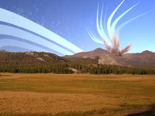 Field mountain sky clouds plane 3 - explosion free wallpaper