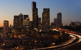 City skyline train night lights 3 - everett warner free wallpaper