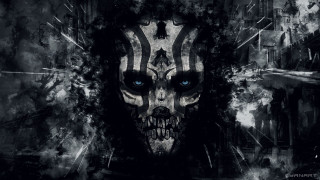 Skull blue eyes face painted - a skull free wallpaper
