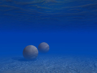 Two balls floating water blue - the water surface free wallpaper