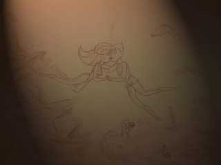Woman flying cat bird air 2 - a drawing free wallpaper