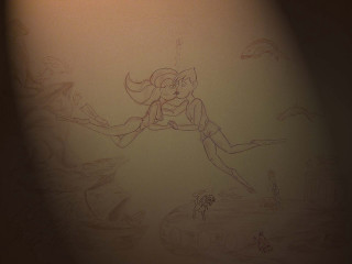 Woman flying cat bird air 3 - a drawing free wallpaper