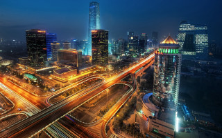 City night traffic lights streets - traffic free wallpaper