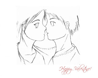 Couple kissing happy valentine red 2 - romantic free wallpaper