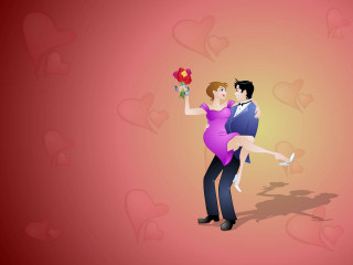 Man holding woman hearts red - romantic free wallpaper