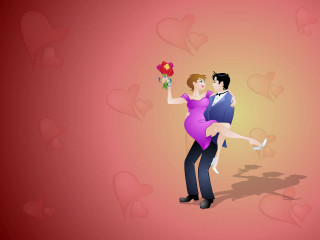 Romantic couple hearts rose kiss - romantic free wallpaper