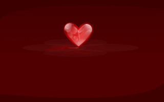 Red heart floating reflection water - else alfelt free wallpaper
