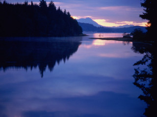 Lake mountain sunset clouds trees 3 - douglas robertson bisset free wallpaper