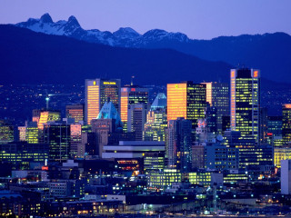 Vancouver night skyline mountain city - derek chittock free wallpaper
