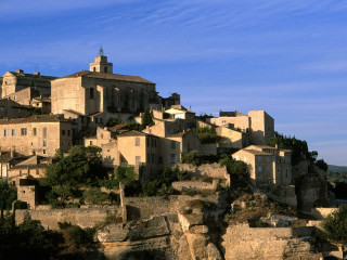 Village cliff blue sky clouds - a village free wallpaper