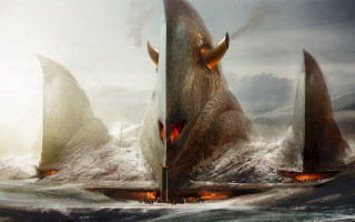 Ship ocean smoke sails painting - bastien lecouffedeharme free wallpaper