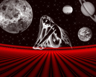 Woman red surface planets background - planet free wallpaper