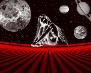 Woman sitting red surface planets - planet free wallpaper