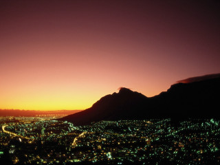 City night mountain orange sky 2 - orange sky above free wallpaper