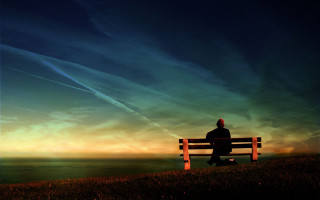 Ocean bench sunset sunrise person - sunrise free wallpaper