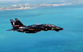 Fighter jet ocean city blue - f 8 aperture free wallpaper