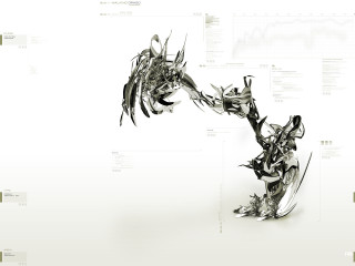 Dragon sculpture long tail wings 3 - biomechanical free wallpaper