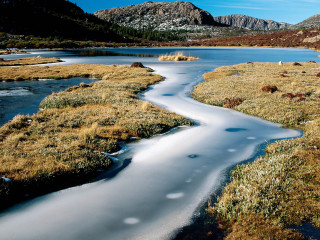 River green field mountain snow - the ground and grass free wallpaper