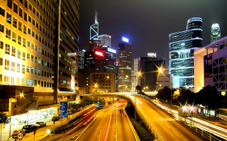 City street traffic night lights 4 - andrew law free wallpaper