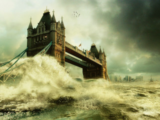 Large body of water bridge - the water below free wallpaper