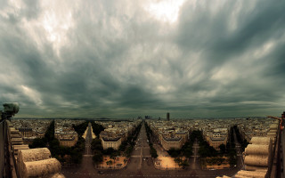 City sky high view clouds 3 - a view of a city free wallpaper