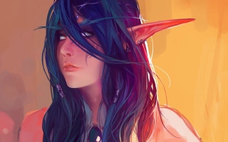 Woman long hair horns staring - something free wallpaper