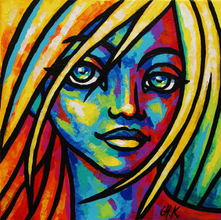 Blonde hair blue eyes woman - a painting of a woman free wallpaper