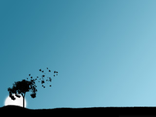 Tree birds sky hill background 4 - a hill in the background free wallpaper