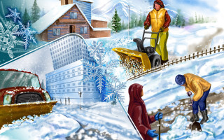 Man woman snow blower painting - a painting of a man free wallpaper