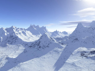 Snow covered mountain range sunny - mountain range free wallpaper