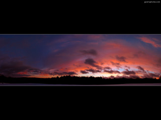 Sunset clouds trees dusk cityscape - a sunset free wallpaper