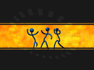 People running yellow black background - dynamic composition free wallpaper